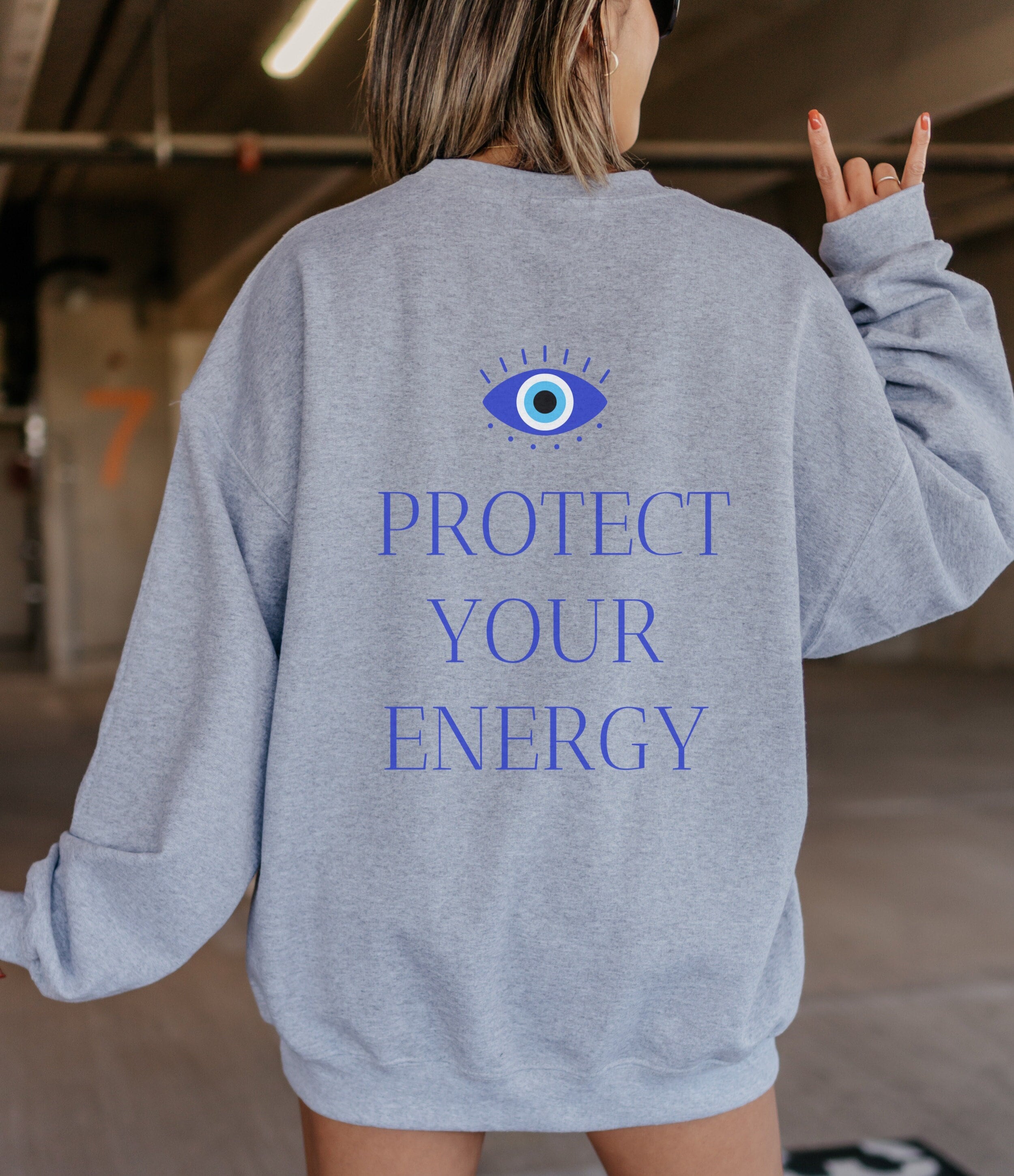 Protect Your Energy Evil Eye Crewneck Sweatshirt Trendy Sweatshirt Witchy Clothes Indie Clothes Spiritual Protection Evil Eye Gift For Her