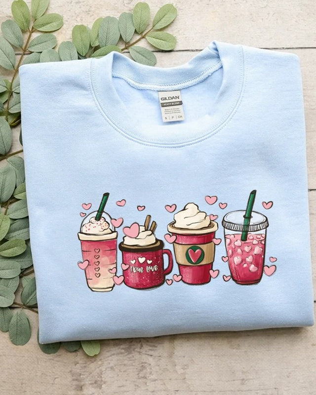 Cute Heart Valentines Day Coffee Sweatshirt