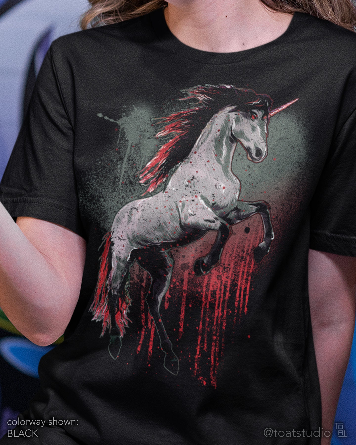 Goth Unicorn Unisex T-shirt, Dark Fantasy, Dark Unicorn, Magical Unicorn, Mythical Creature, Fantasy Wild Horse, Spirit Animal, Fairy Tales