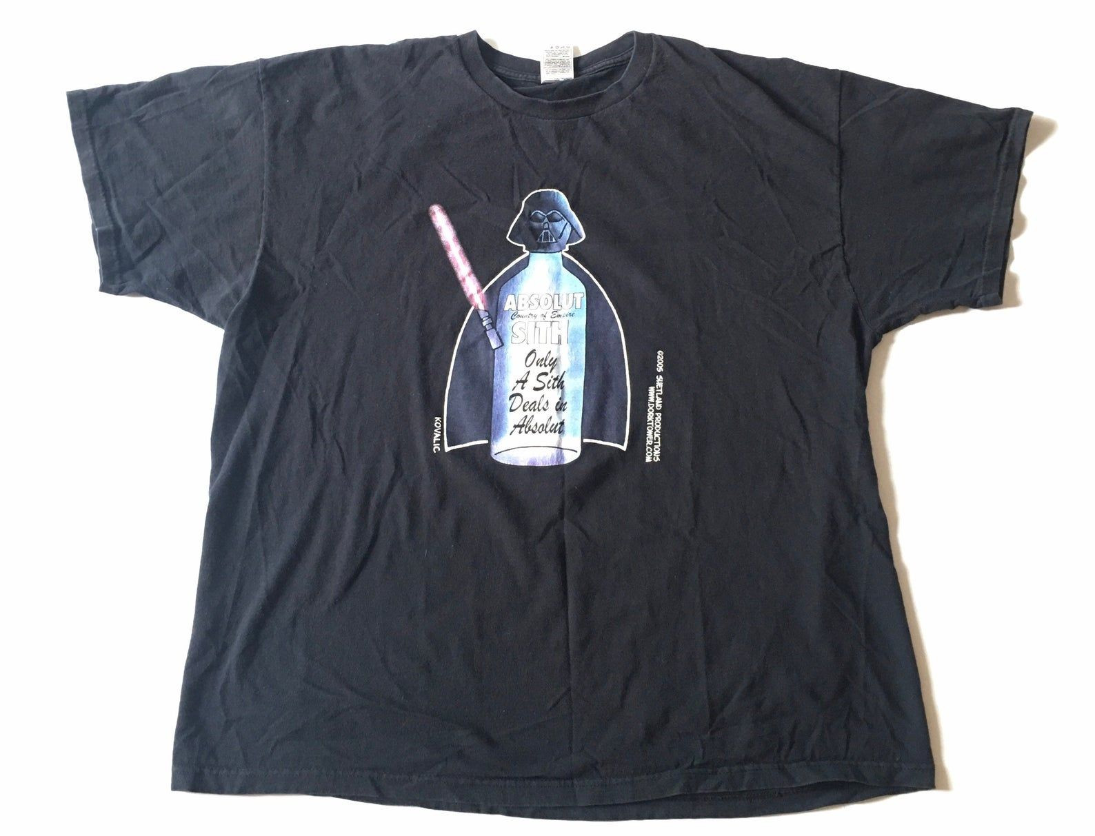 2005 Absolut Sith Country Of Empire Only A Sith Deals In Absolut Shetland Productions Vintage T Shirt // Xx