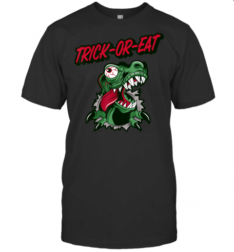 Dinosaur Trick Or Treat Halloween Scary Design T Shirt