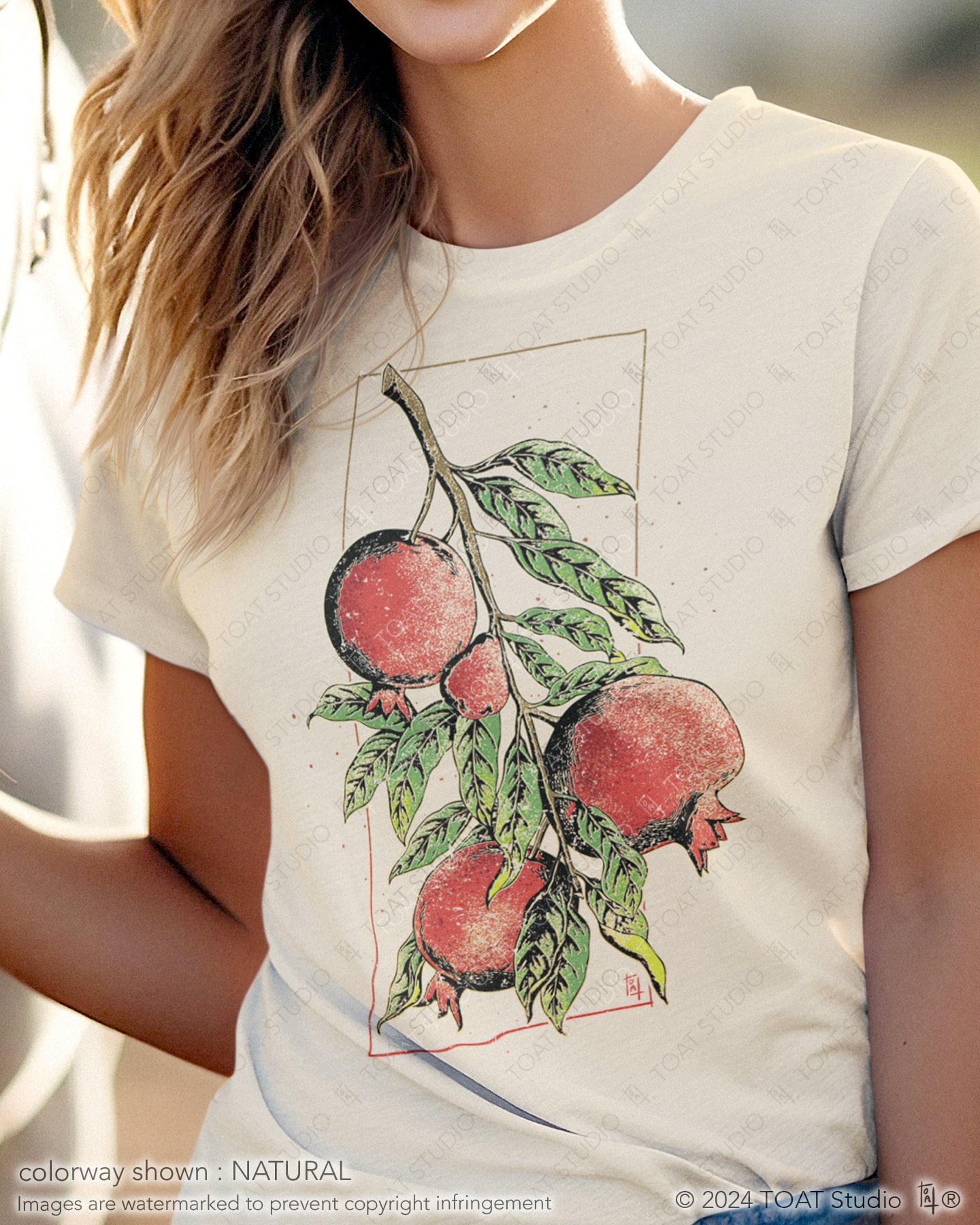 Pomegranate Drawing Unisex T-shirt, Pomegranate Fruits, Persephone’s Fruit, Fruit Tree Artwork, Farmcore Plant Shirt, Botanical Illustration