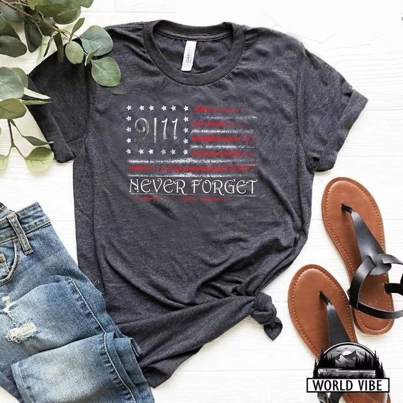 American Flag 9-11 Gift 20Th Anniversary Gifts Shirt, Twin Tower Shirt, Never Forget New York Skyline World Shirt