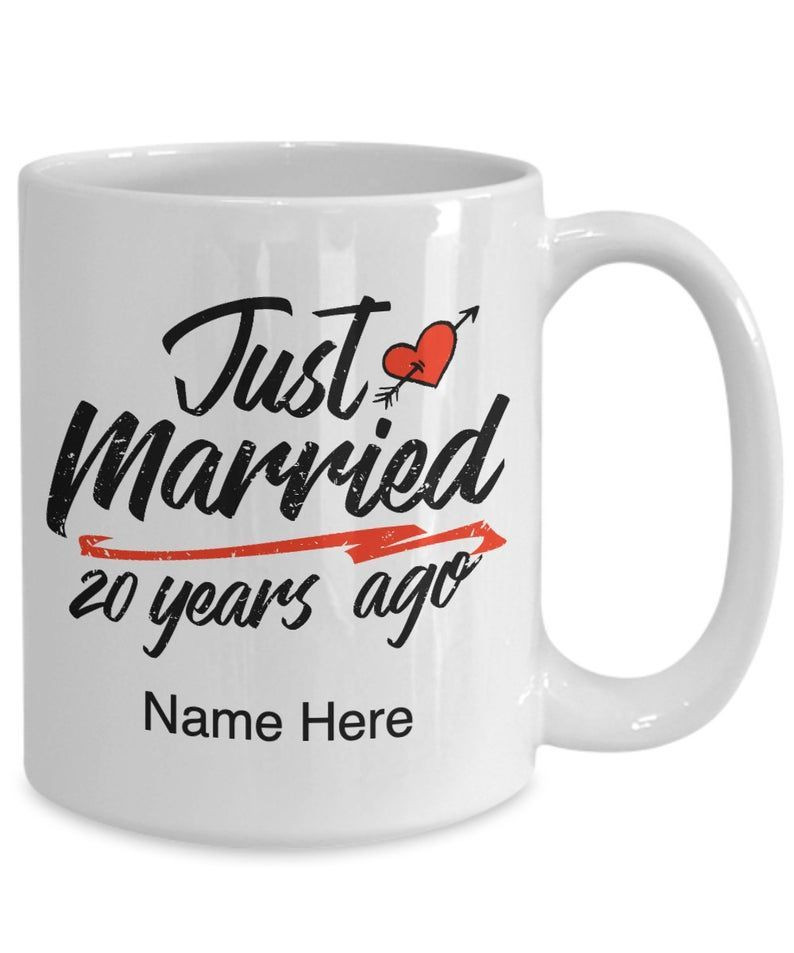 20Th Wedding Anniversary Mug, Gift For Couple, Husband & Wife, Him & Her, Just Married 20 Years Ago