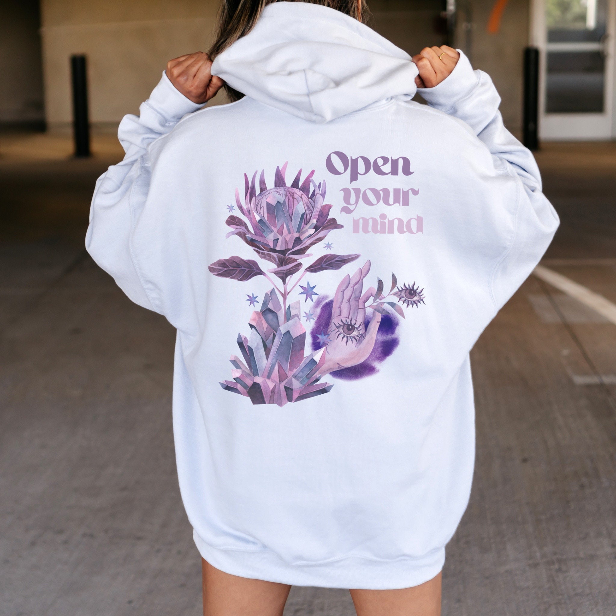 Open Your Mind Oversized Hoodie Trendy Hoodie Psychedelic Hoodie VSCO Hoodie Preppy Sweatshirt Women Trendy Pinterest Hoodie Egirl Clothing