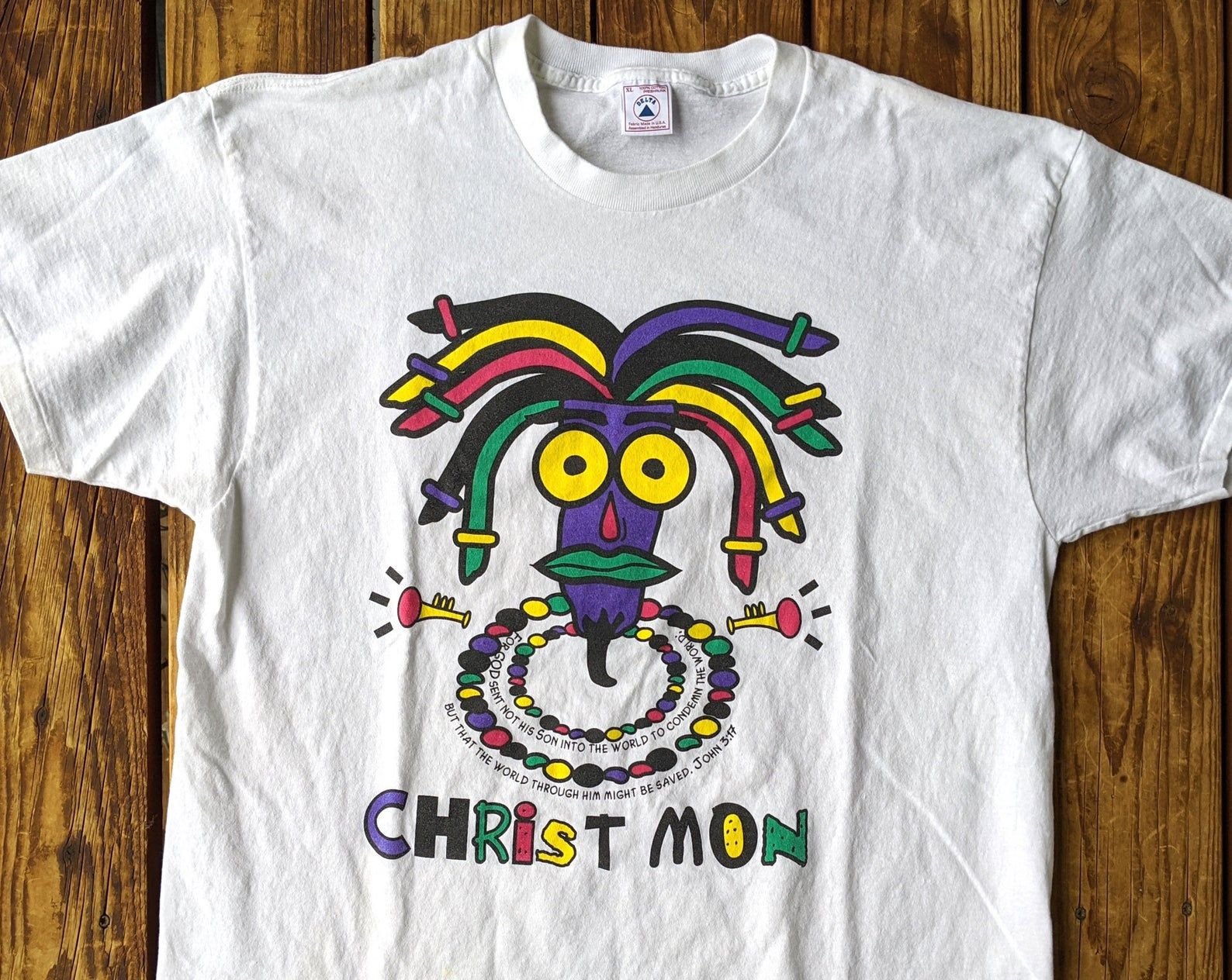 Vintage 90S Double Sided Christ Mon Christian Christianity Rastafarai Single Stitch Tee –