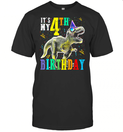 Kids Its My 4Th Birthday Happy 4 Year Dinosaur Shirt T Shirt