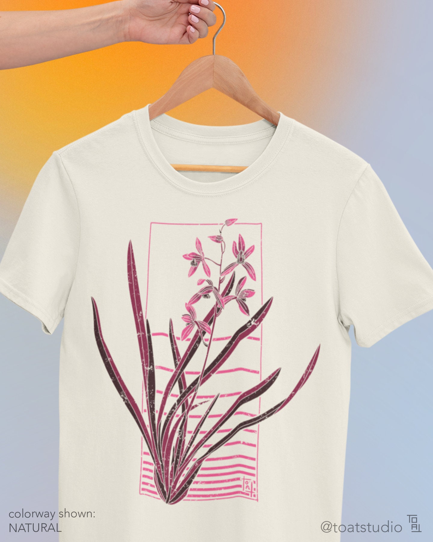 Orchid Painting Unisex T-shirt, Phalaenopsis Orchid , Plant Decor Drawing, Flower Art Shirt, Botanical Art, Vaporwave Aesthetic, Glitch