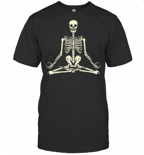 Meditating Skeleton Lotus Yoga Zen Balance Halloween Costume T Shirt