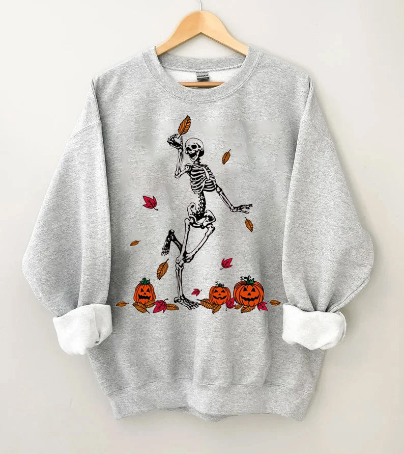 Skeleton And Pumpkin Sweatshirt