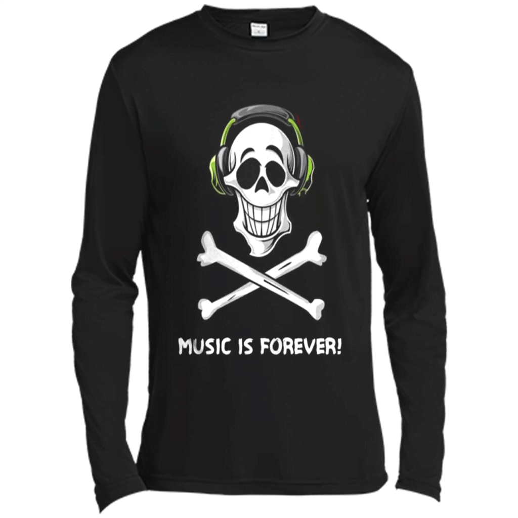 Skull  Music Is Forever Shirt Hoodie Tank – Canvas Long Sleeve T-Shirt