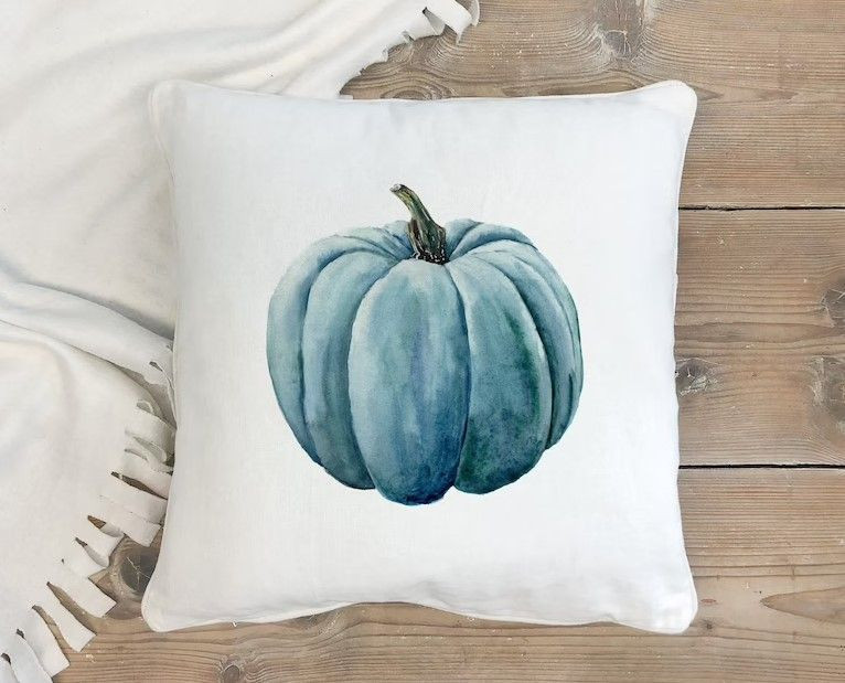 Teal Pumpkin Pillow, Fall Pillow, Farmhouse Style Pillow, Fall Decor, Autumn, Farmhouse Decor, Porch Pillow