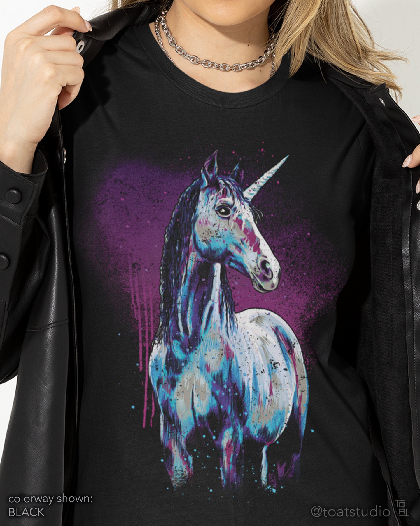 Dark Unicorn Unisex T-shirt, Dark Fantasy, Adult Unicorn, Magical Unicorn, Mythical Creature, Fantasy Horse, Spirit Animal, Wild Horse