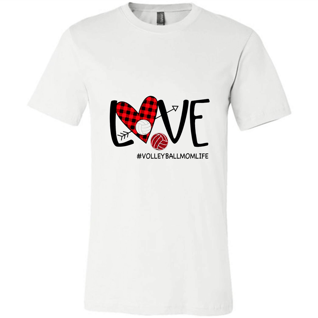 Love Volleyballmomlife Arrow Plaid Volleyball Version – Canvas Unisex T-Shirt