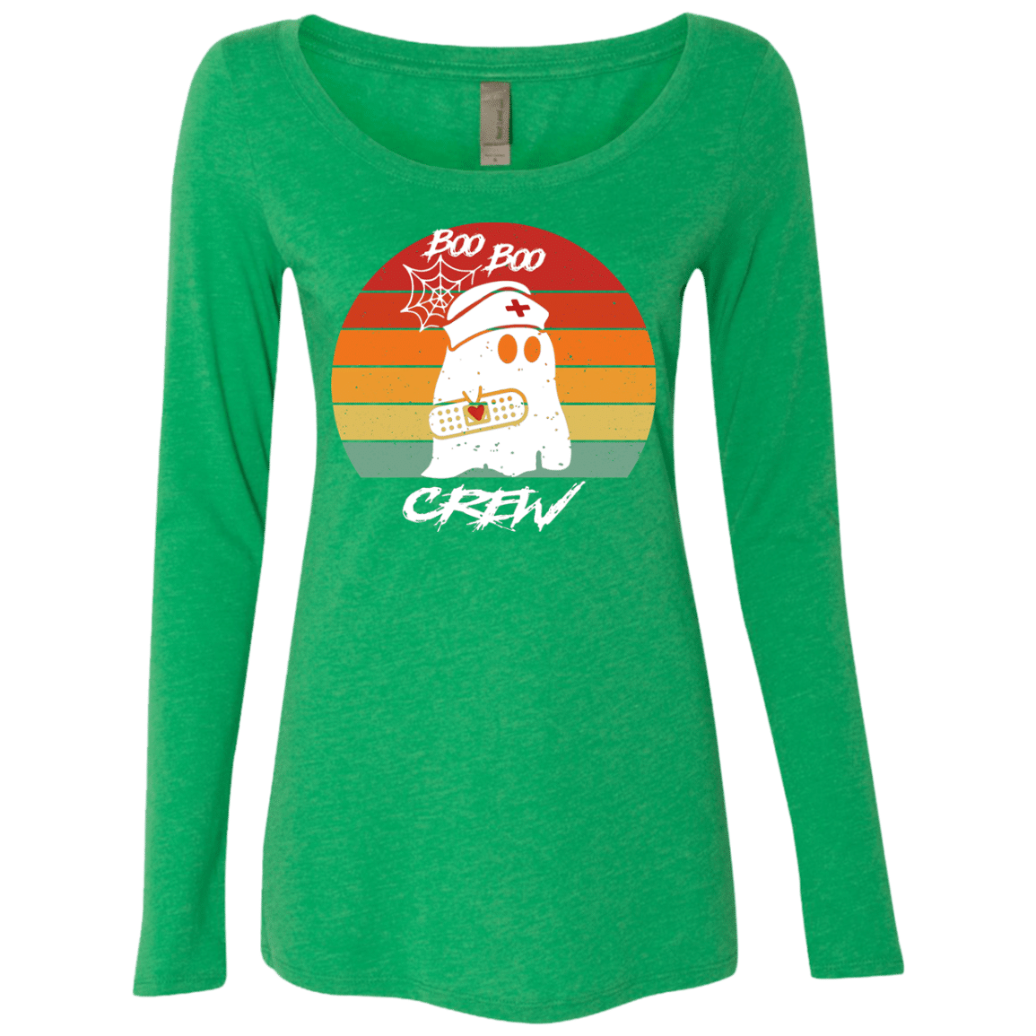 Boo Boo Crew Funny Halloween Nurse Ghost 01 Womens Triblend Long Sleeve Shirt