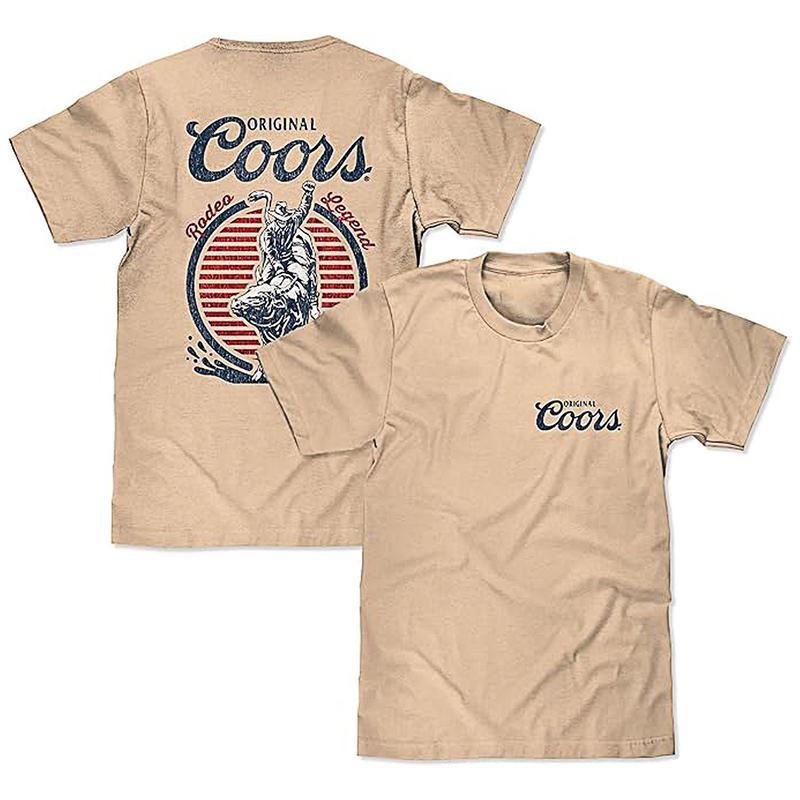 Original Coors Rodeo Legen Double Sided Beer Logo Graphic T-Shirt