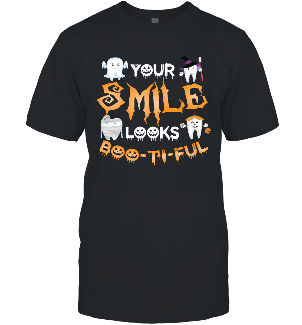 Your Smile Looks Bootiful Funny Dentist Dental Assistant Halloween Shirt T-Shirt