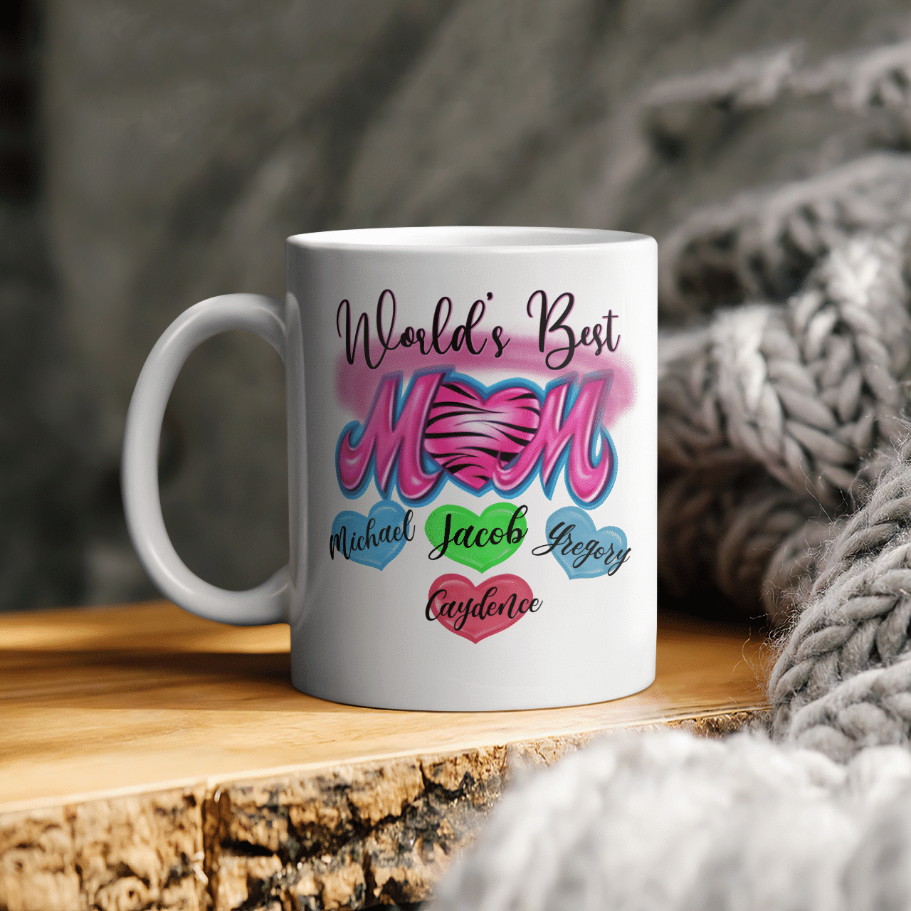 Mothers Day Shirt, Personalized Worlds Best Mom With Kids Names Mug, Best Mom Mug, Gift For Mom, Gift For Her, Mom Mug, Wife Mug