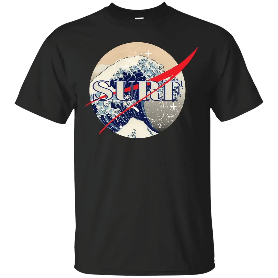 Surf The Great Wave Off Kanagawa – Nasa Logo Inspiration T-Shirt