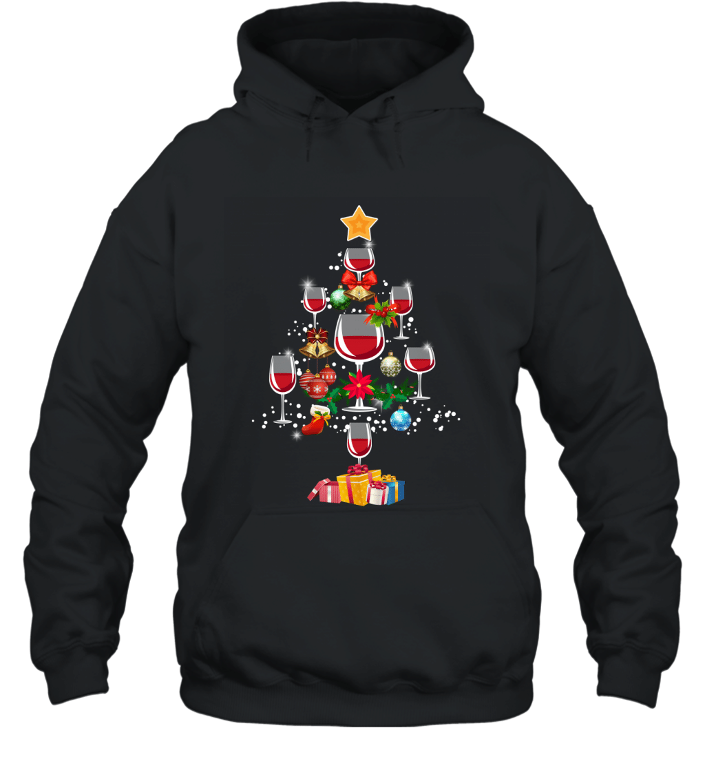 Wine Lovers Christmas Pine Tree Funny Gift Shirt Hoodie