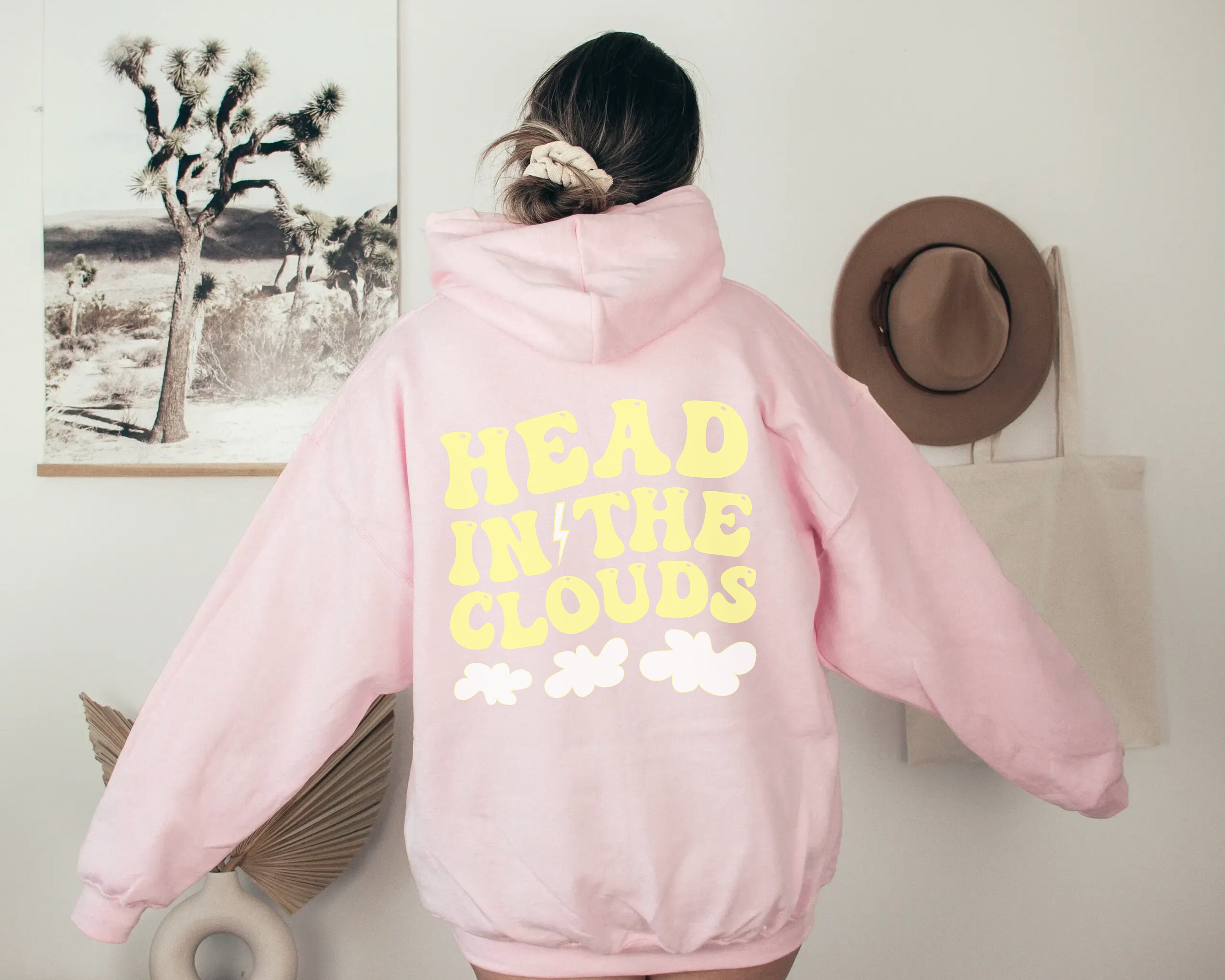 Head in the Clouds Hoodie Trendy Hoodies Aesthetic Clothes Preppy Sweatshirt Women VSCO Hoodie Tumblr Hoodie Lightning Bolt Sweatshirt Trend