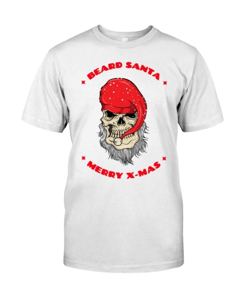 Beard Santa Merry Xmas Skull Santa Claus Beared Men Christmas Noel Holidays Shirts