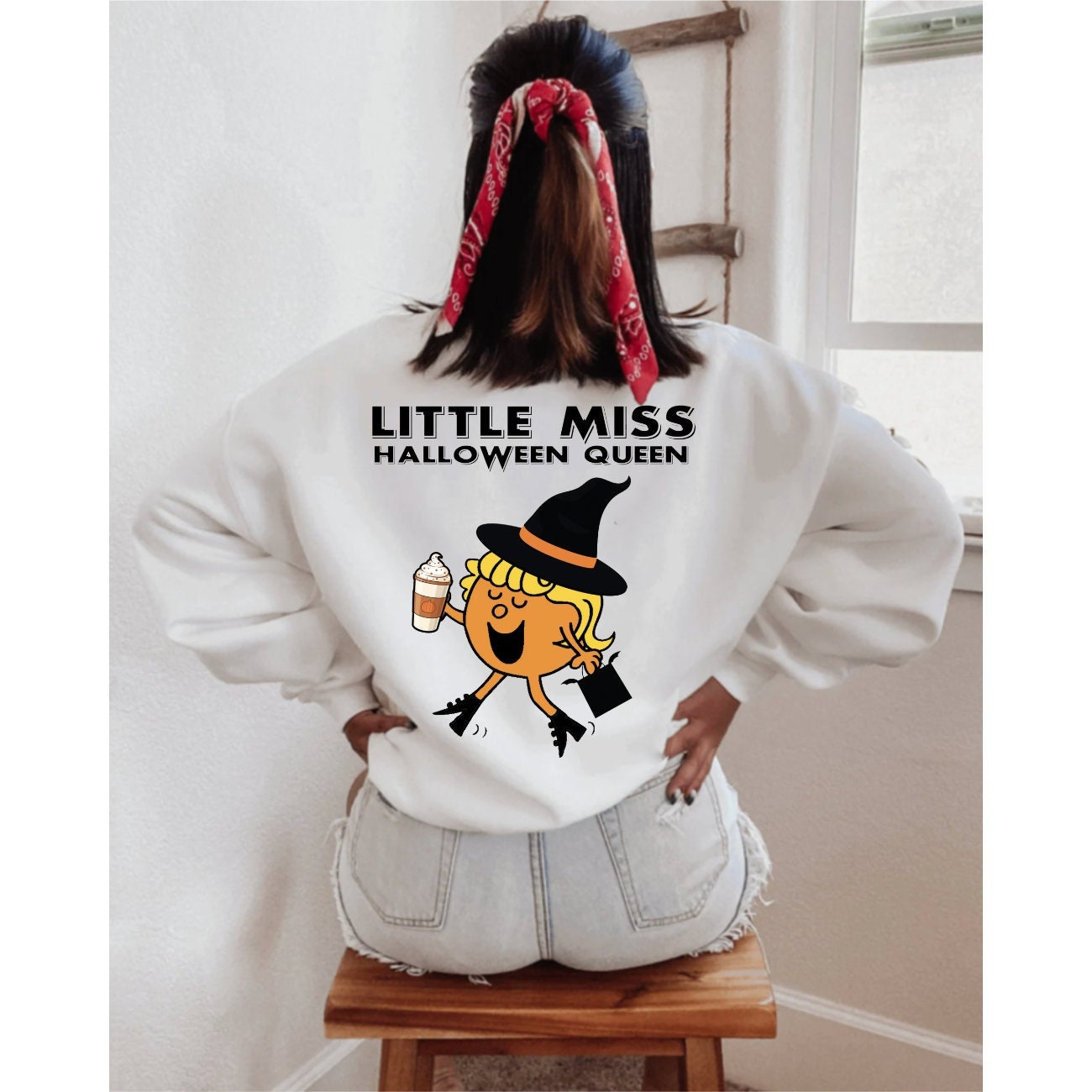 Little Miss Halloween Queen Sweatshirt Halloween Sweater Halloween Crewneck Spooky Sweatshirt Pumpkin Sweatshirt Witchy Sweatshirt Costume