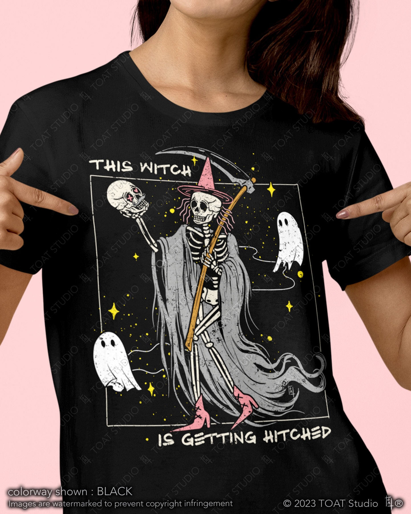 This Witch Is Getting Hitched II Unisex T-Shirt, Spooky Bride, Alternative Couple, Grunge Bride, Spooky Bachelorette, Til Death Do Us Part