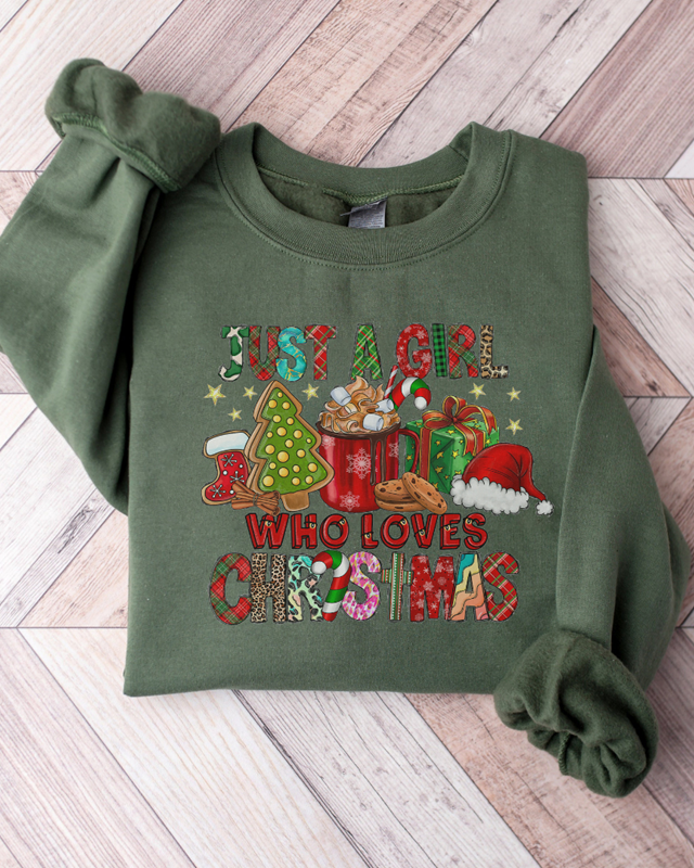 Just A Girl Who Loves Christmas Print Sweatshirt