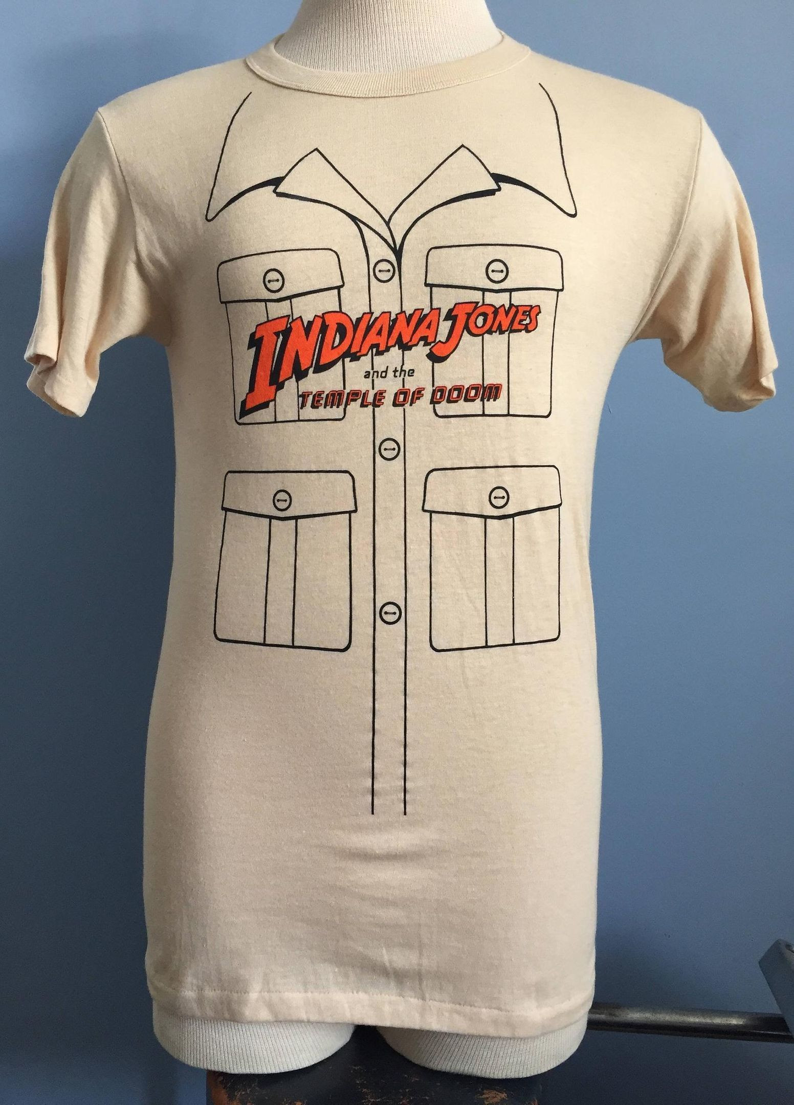 80S Vintage Indiana Jones And The Temple Of Doom 1984 Movie Promo Deadstock Dead Stock T-Shirt –