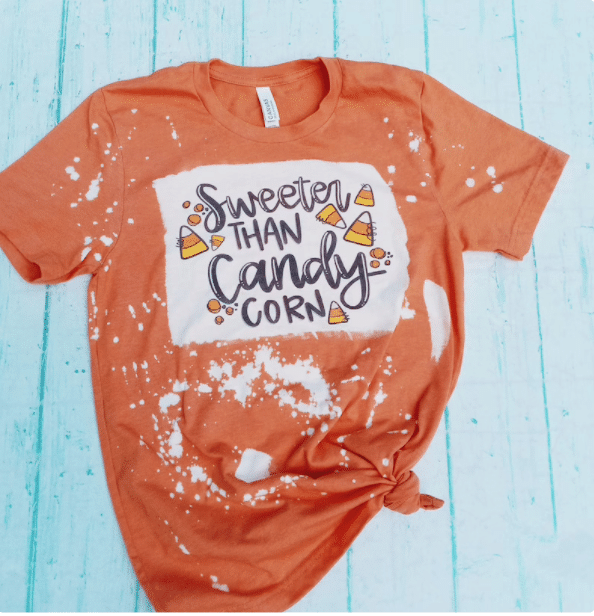 Sweeter Than Candy Corn Bleached Shirt – Halloween Shirt – Candy Corn Bleached Shirt