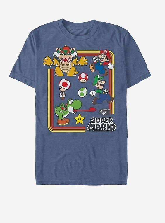 Nintendo Super Mario Rainbow Frame Shirt Navy Htr Shirt