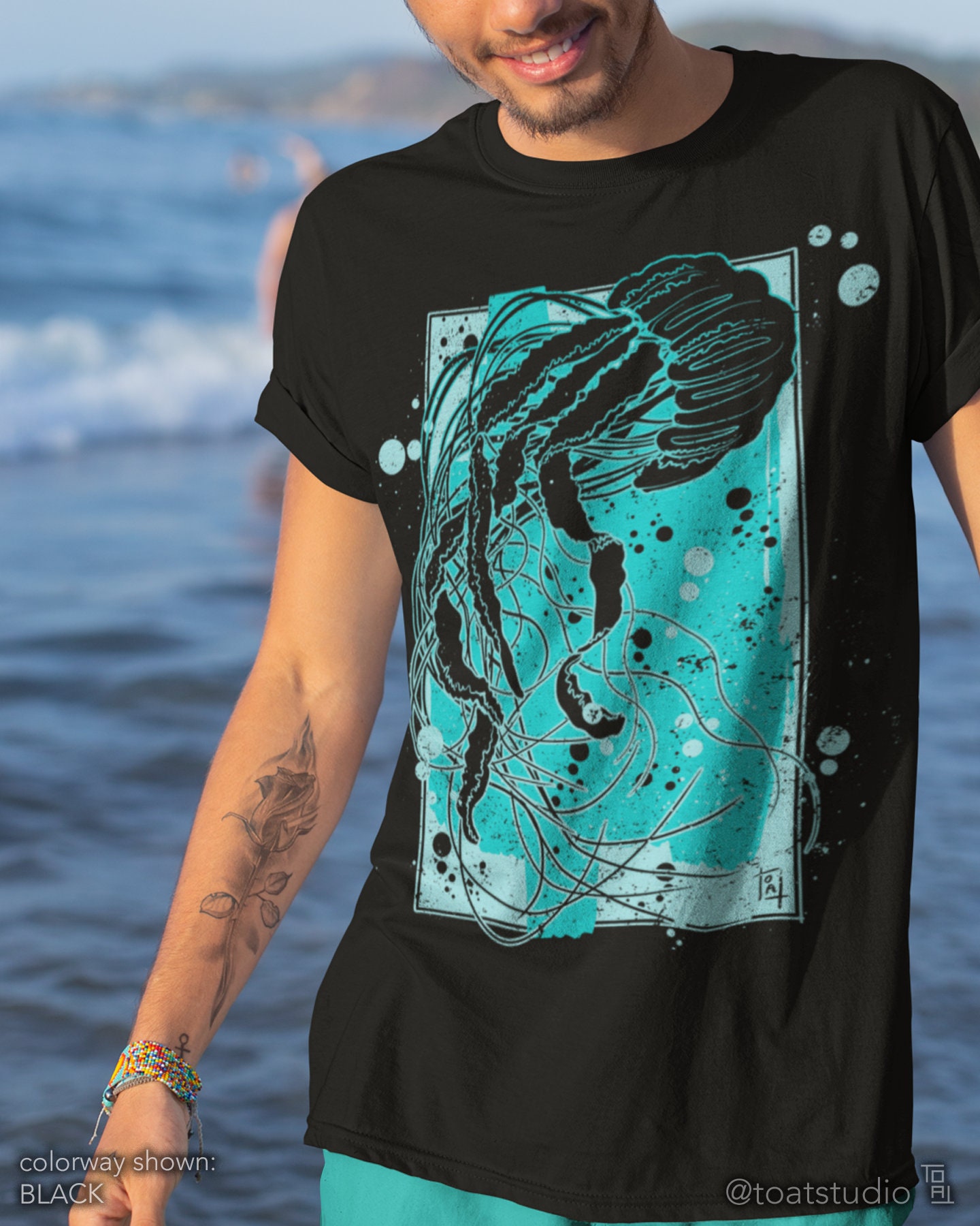 Jellyfish II Unisex T-shirt, Jellyfish Silhouette , Marine life, Aquatic Wildlife, Coral Reef, Ocean Lover, Save The Planet Jersey T-shirt