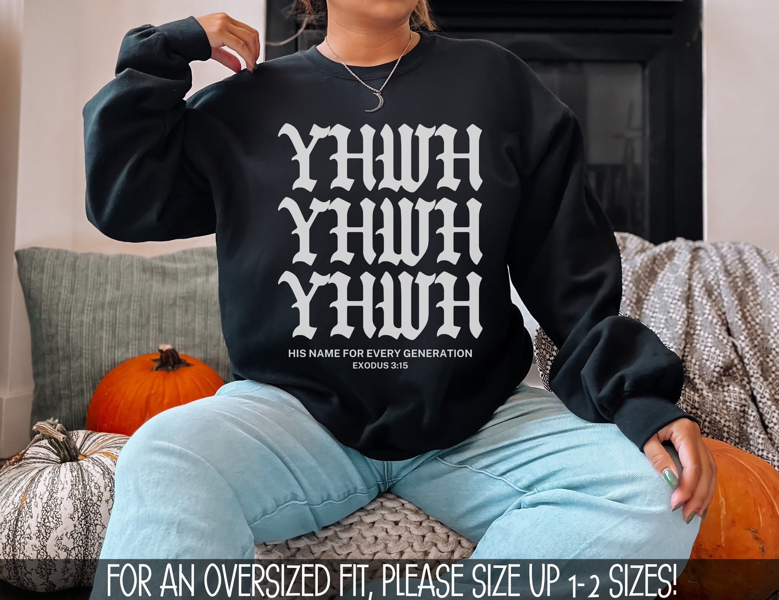 Aesthetic Christian Sweatshirt For Men, YHWH Shirt, Bible Verse Crewneck, Christian Streetwear Apparel, Jesus Apparel, Mens Christian Gift