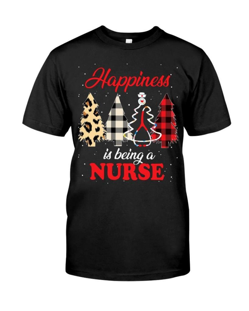 Happiness Is Being A Nurse Funny Nurse Christmas Gift Shirts