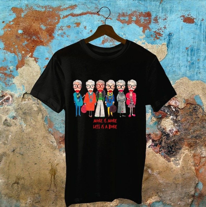 Iris Apfel Inspired, Unisex, More Is More Less Is A Bore, Black T-Shirt