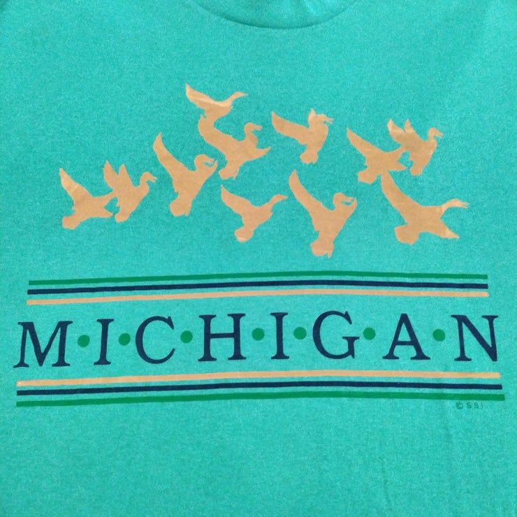 Vintage 80S Michigan Ducks Mint Green Shirt