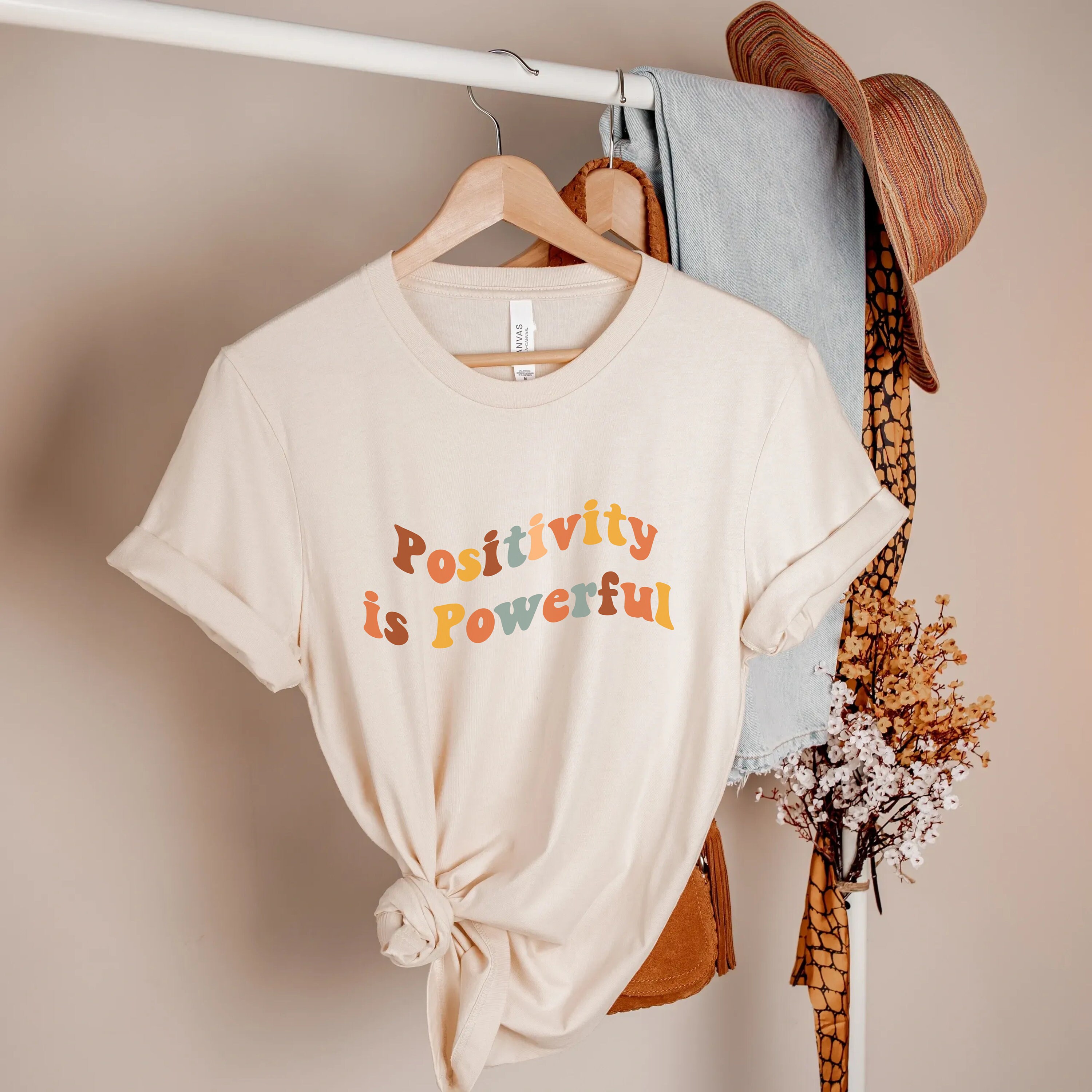 Positivity is Powerful T-shirt Aesthetic Shirt Retro T-shirt Positive Tee Positivity T Shirts Inspirational Tee Positive Quote Shirt Women