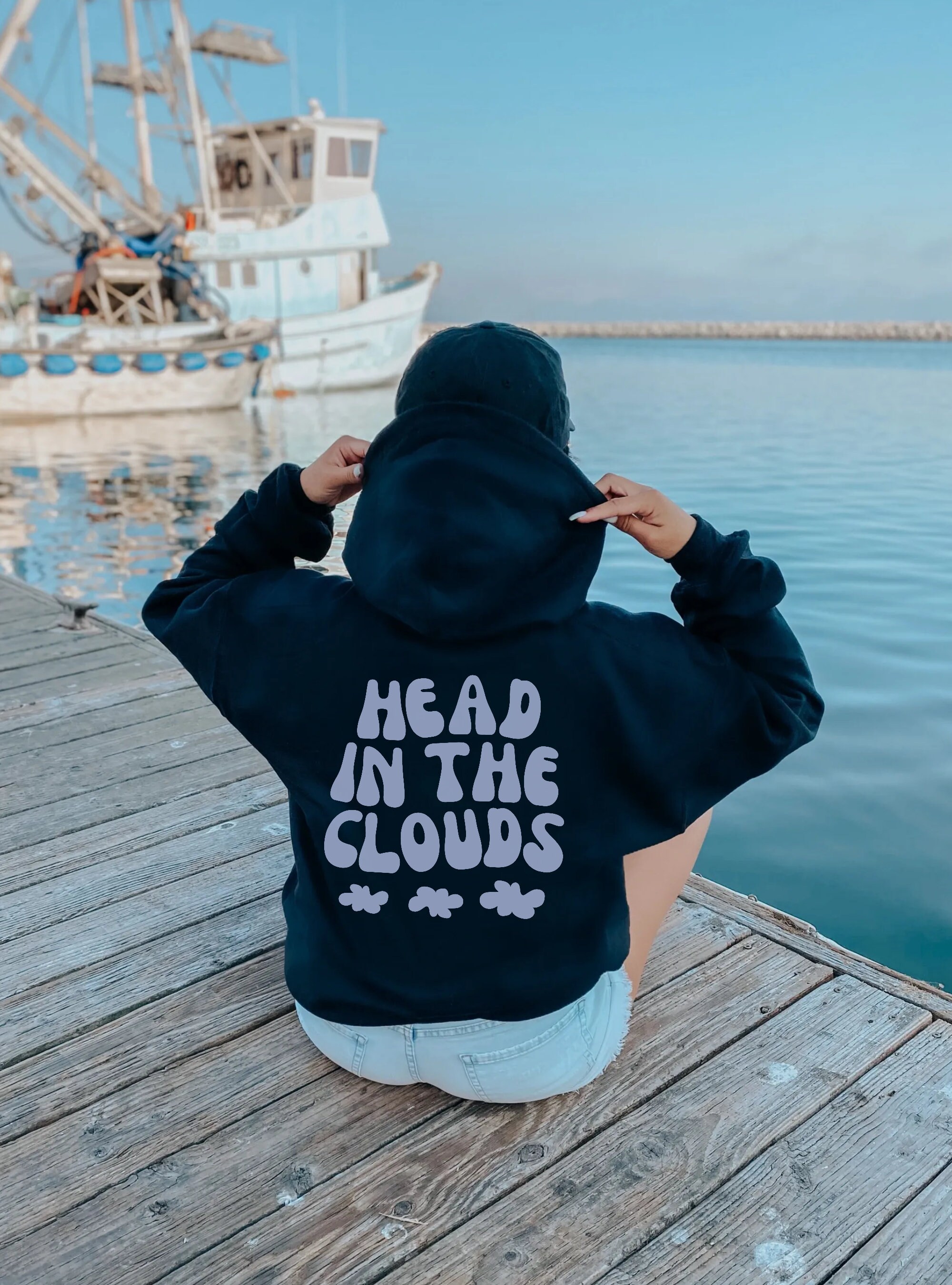 Head in the Clouds Quote Hoodie With Words on Back Trendy Hoodies Preppy Sweatshirt Tumblr Hoodie VSCO Hoodie Vintage Hoodie TikTok Hoodie