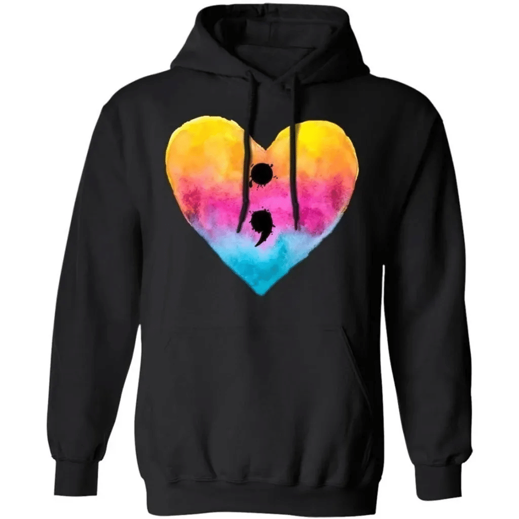 Semicolon Heart Mental Health Awareness Shirt Nice Gift Pt09