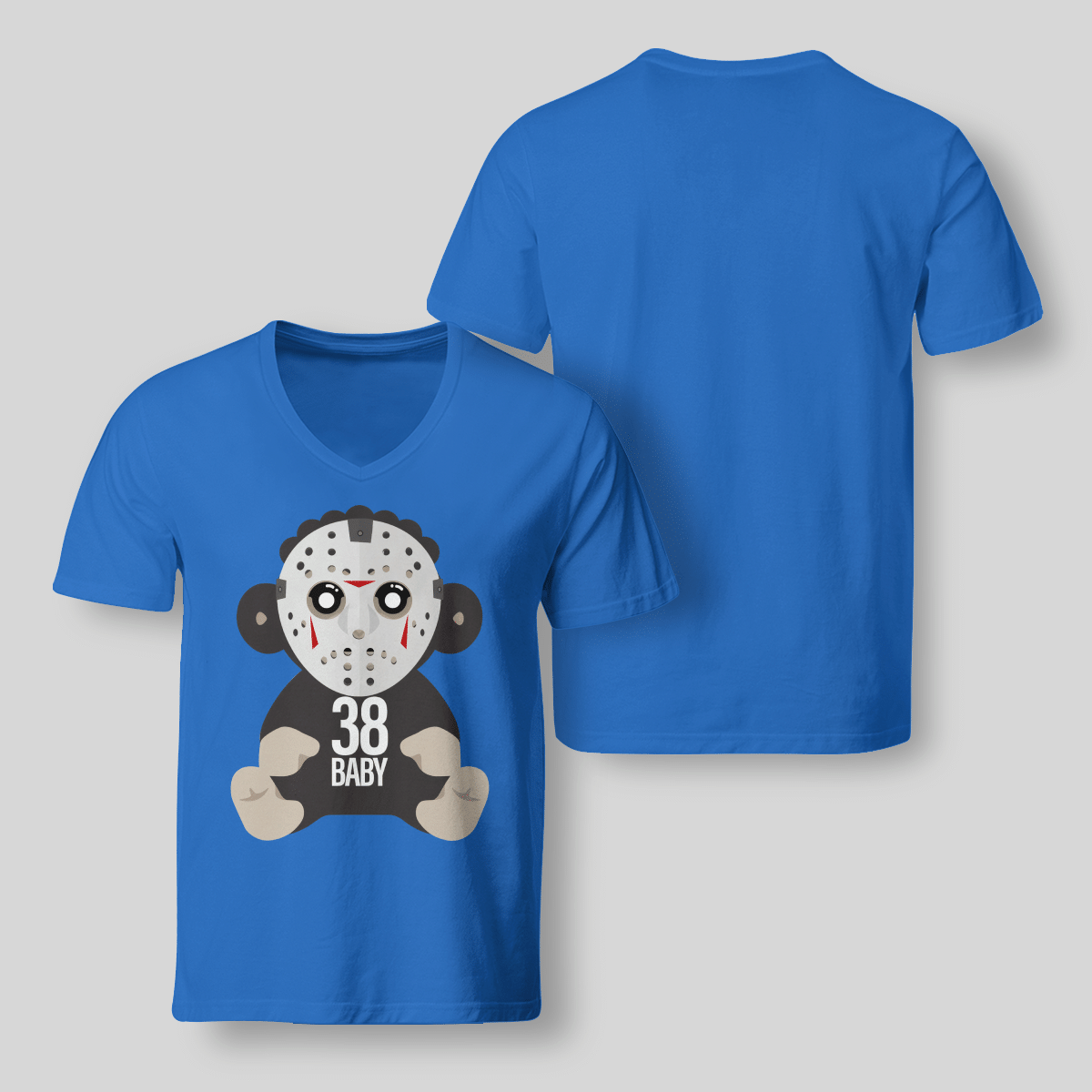 38 Baby Monkey Jason Mask V-Neck T-Shirt