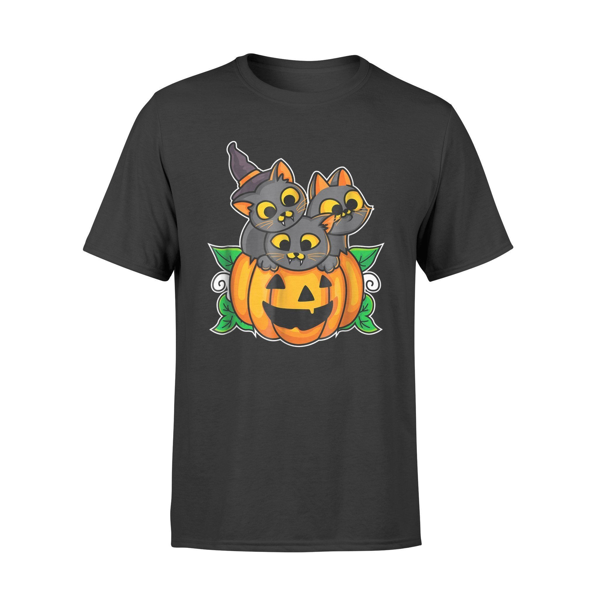 Halloween T Shirt Cats On Pumpkin T-Shirt – Standard T-Shirt