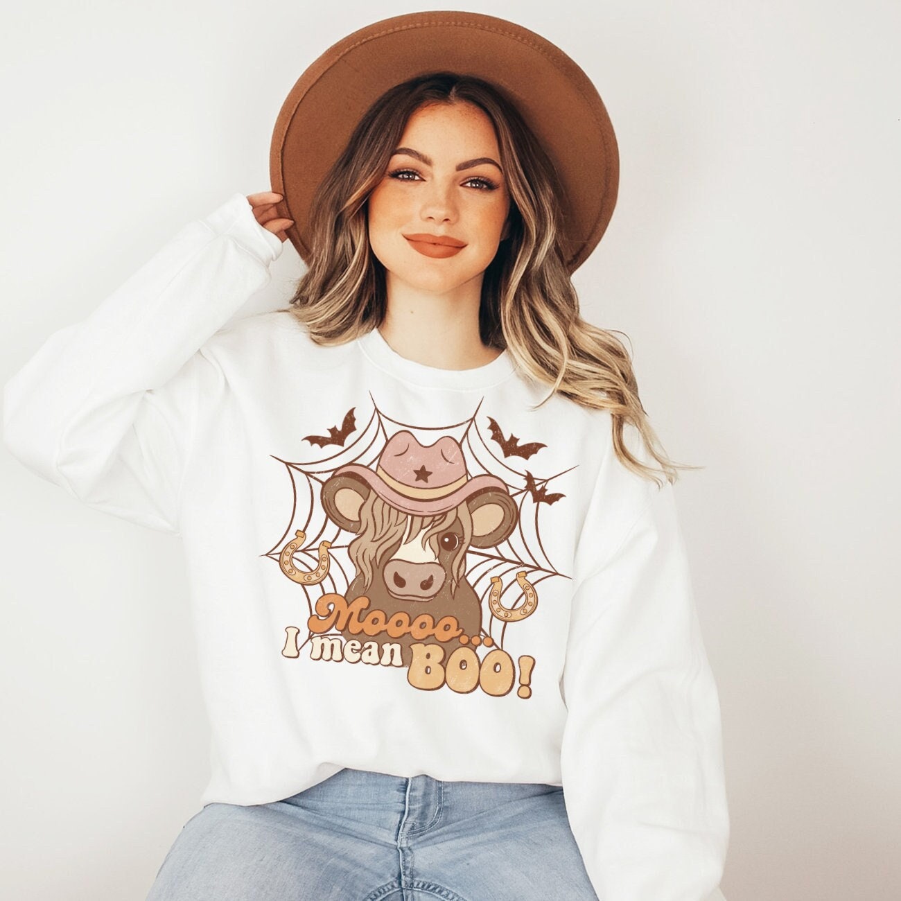 Cow Sweatshirt Western Sweatshirt Boo Sweatshirt  Midwest Sweatshirt Country Sweatshirt Cow Print Shirt Cowgirl Sweater Spooky Sweatshirt