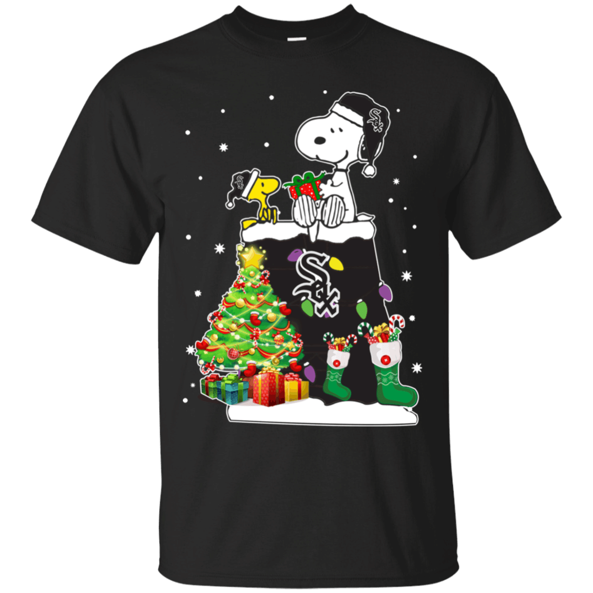 Chicago White Sox Snoopy & Woodstock Christmas Shirt G200 Gildan Ultra Cotton T-Shirt