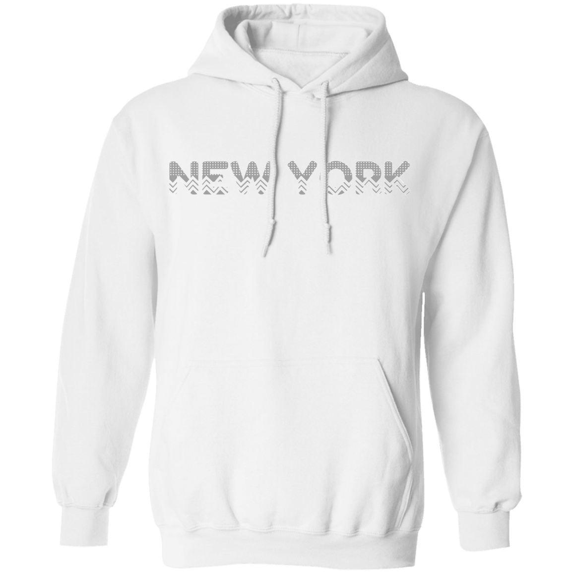 New York Ethnic Font Grey White Pullover Hoodie