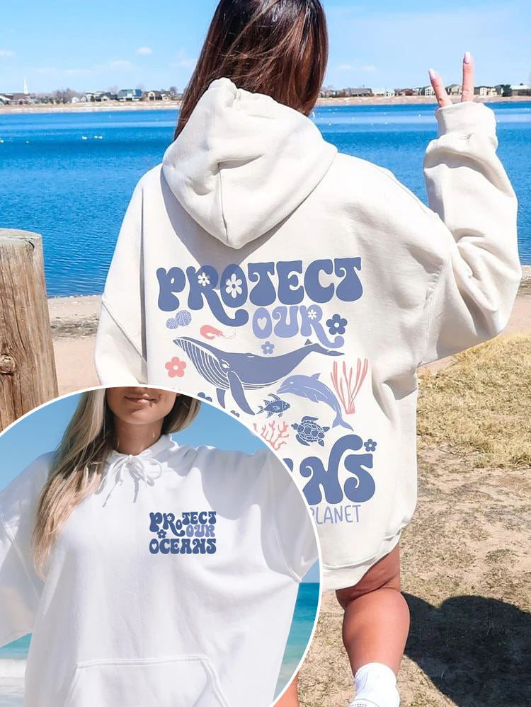 Protect Our Oceans Trendy Surfing Hoodie