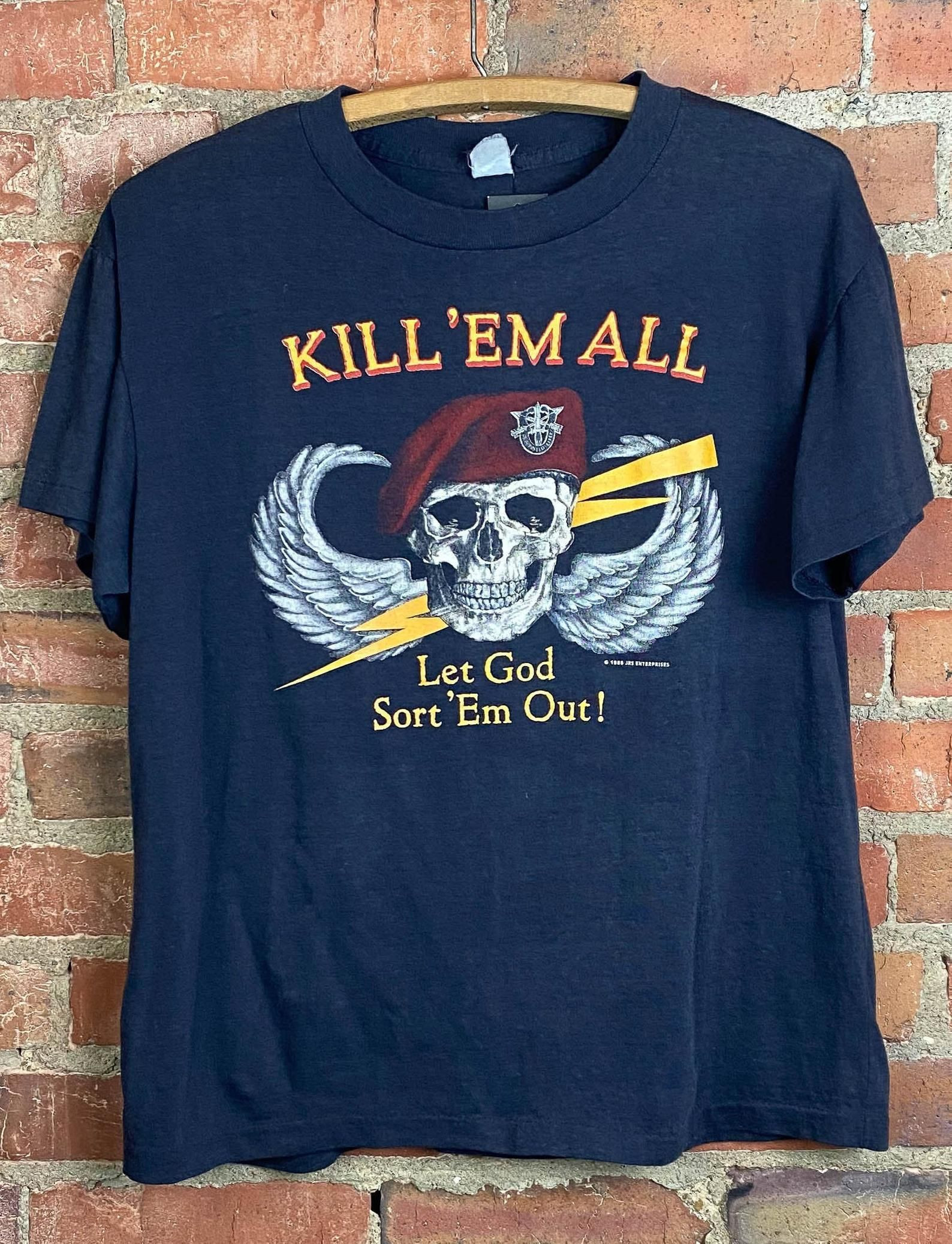 Vintage 1986 Kill ‘Em All Graphic T Shirt Black Unisex /