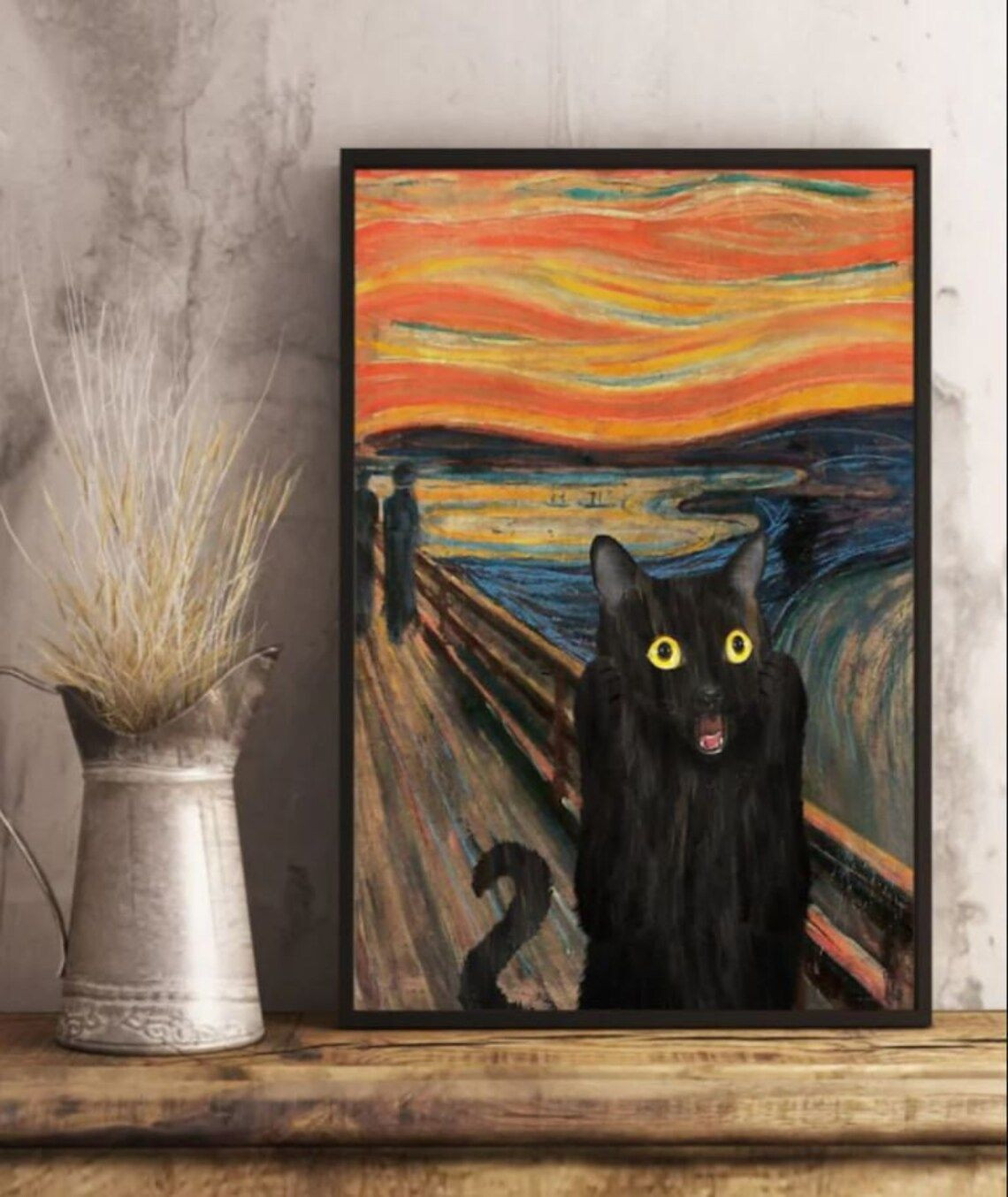 The Scream Black Cat Poster Unframe,Halloween Black Cat Print,Cat Lover Gift, Cute Cat Print,Cat Mom Gift