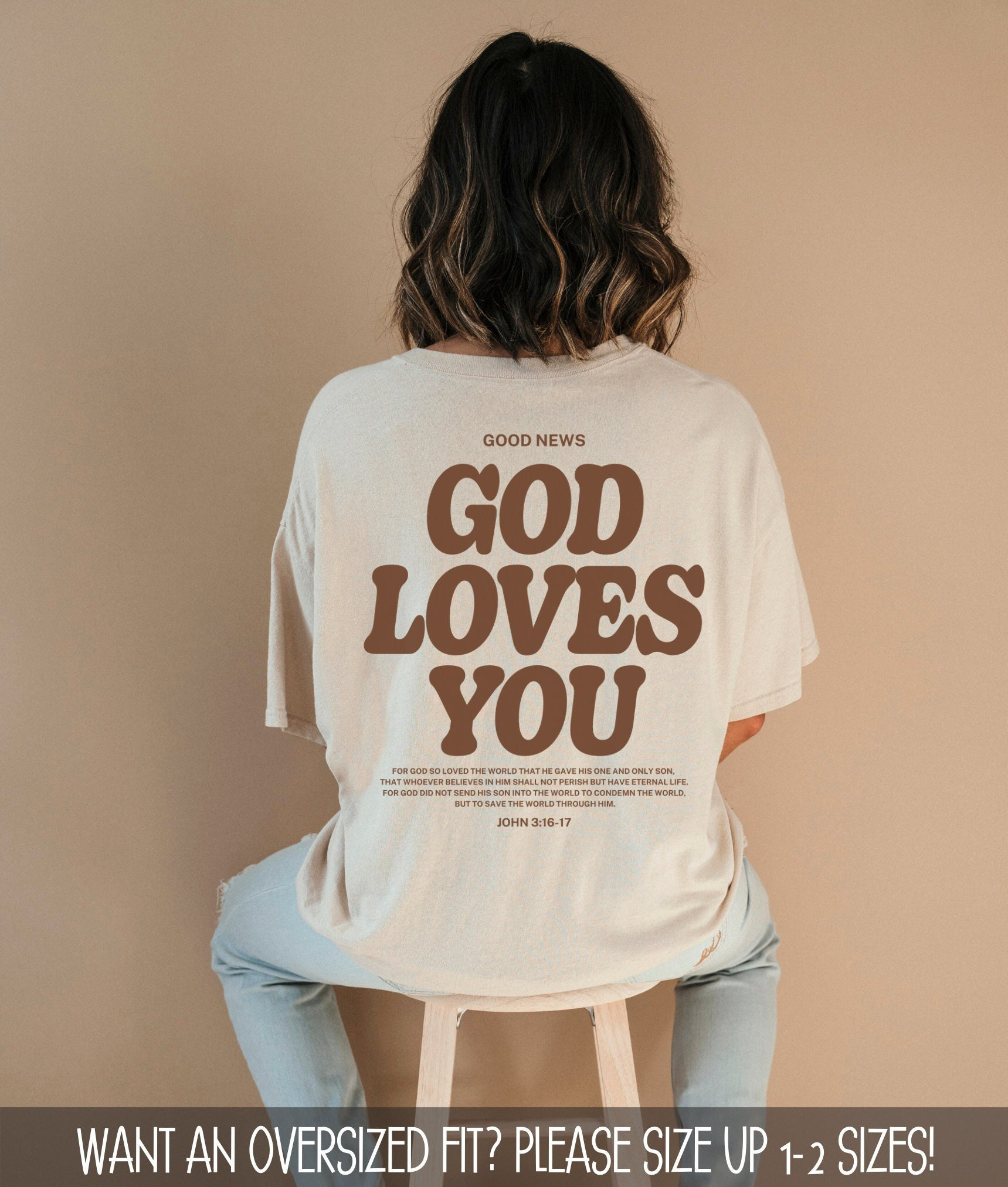 God Loves You Shirt, Aesthetic Christian Shirt For Men, Christian Streetwear Apparel, Bible Verse Church Shirt, Jesus Apparel Christian Gift