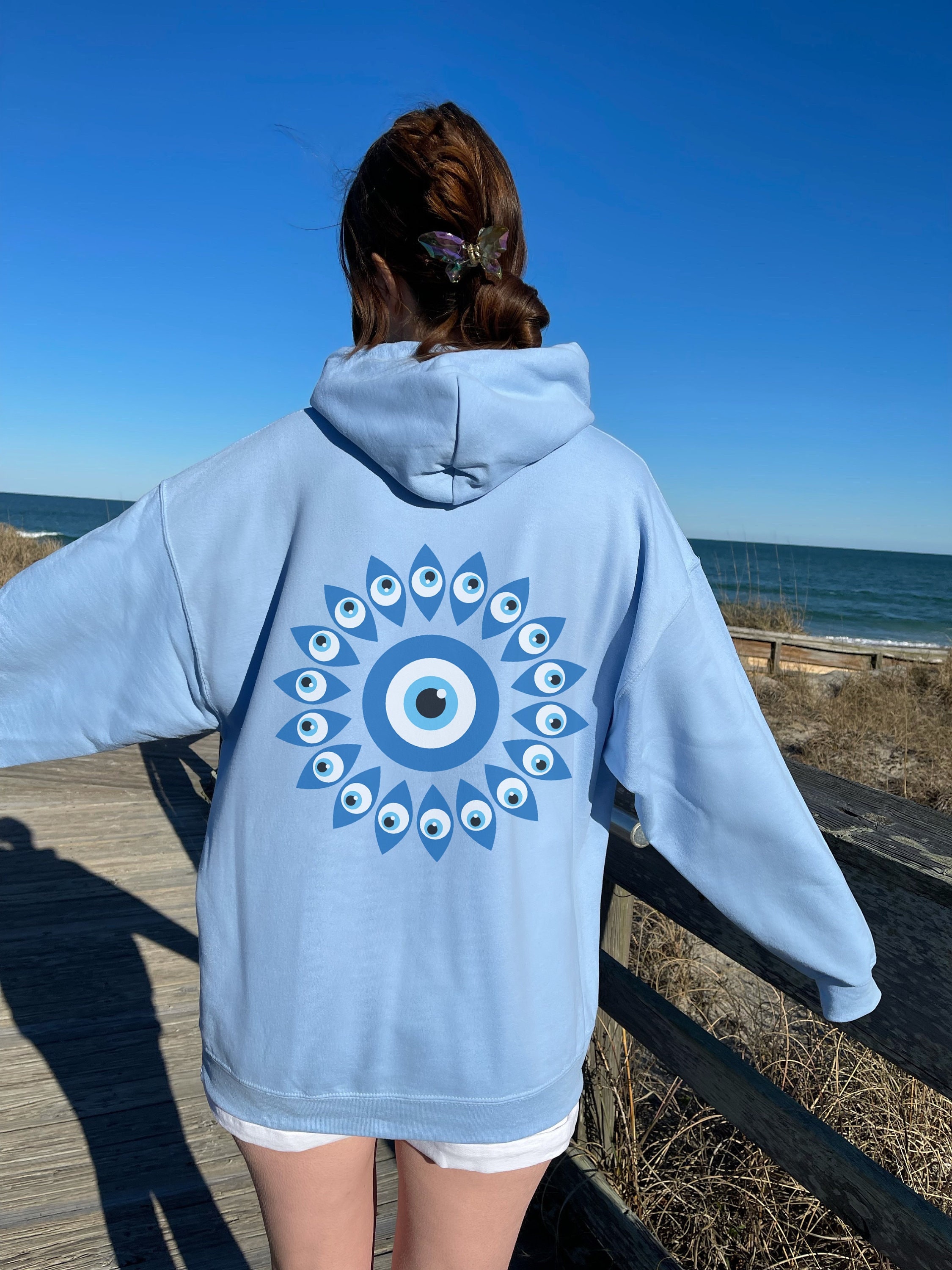 Evil Eye Hoodie Back Print Hoodie Trendy Hoodies Aesthetic Clothes Indie Clothing Preppy Hoodie Oversized Hoody Evil Eye Sweatshirt Trendy